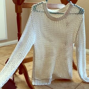 Long sleeve white woven sweater EUC